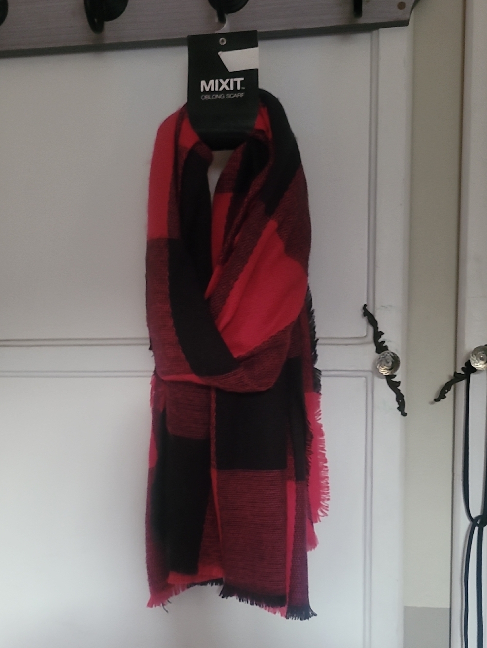 Mixit Red and Black Plaid Oblong Wrap Scarf